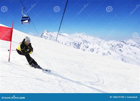 Giant Slalom ski racer stock photo. Image of giant, gates - 100675190