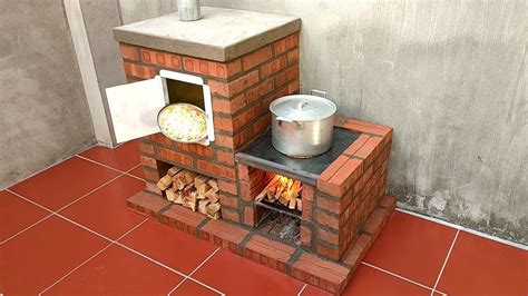 How to make a wood stove and oven from bricks and cement - YouTube ...