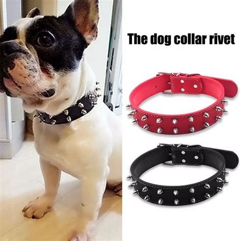 Pet Puppy Dog Collar Neck Adjustable Rivet Spiked Studded Durable PU ...