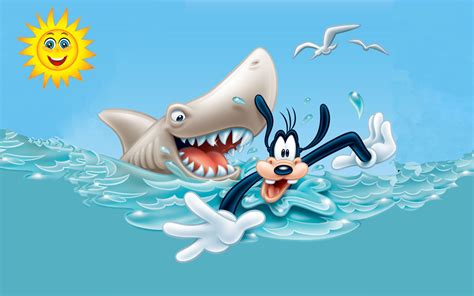 Danger Of Sharks Goofy Cartoon Walt Disney Photo Wallpaper Hd 1920x1200 ...