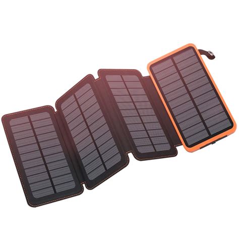 FEELLE 25000 mAh Lithium Polymer Power Bank HI-S025 with 4 Solar Panels Outdoor Waterproof Solar ...