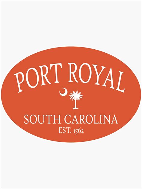 "Port Royal South Carolina Est 1562 Palmetto Orange Oval" Sticker for Sale by TGKelly | Redbubble