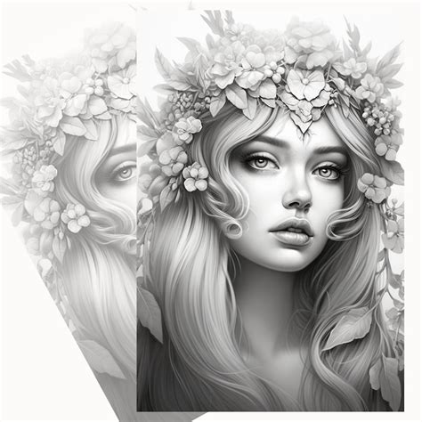 30 Fairy Queen Colouring Book, Adults Instant Download Grayscale Colouring Book Printable PDF ...