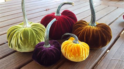 Silk Velvet Pumpkins With Real Pumpkin Stems, Set of Three 1 Each Large, Medium, Small - Etsy