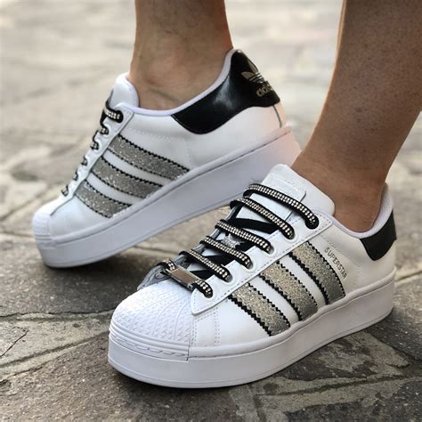 Adidas Superstar Bold Custom Argento e Strass | LLab scarpe custom