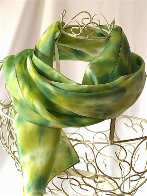 Very Long Lime Green Silk Scarf, Warm Feel – Art On Silk Accessories