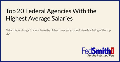 Top 20 Federal Agencies With The Highest Average Salaries | FedSmith.com