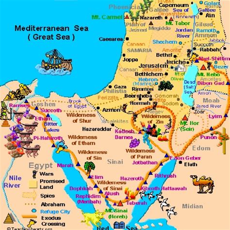 OLD TESTAMENT MAP OF PROMISE LAND (INCLUDING GAZA) | Old Testament ...