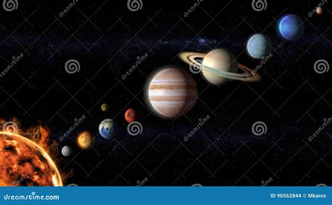 Planets of the Solar System Aligned Stock Illustration - Illustration ...