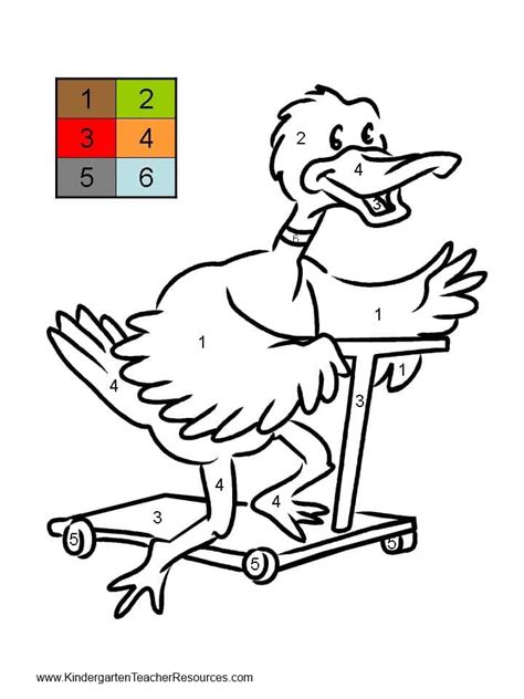 Duck Color by number worksheets