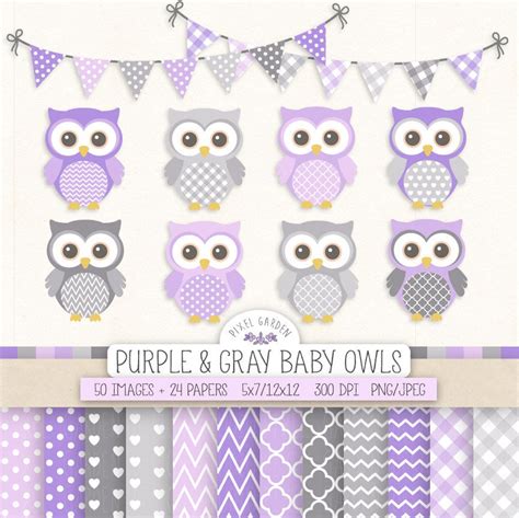 Purple Baby Owl Clip Art for Nursery Baby Shower. Baby Boy - Etsy