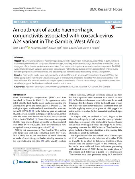 (PDF) An outbreak of acute haemorrhagic conjunctivitis in Melaka ...