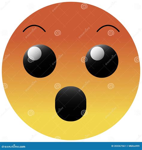 High Quality Emoticon Isolated on White Background. Emoji Face with Open Mouth and Open Eyes ...