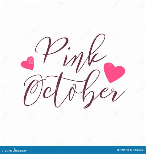 Pink October Logo with Hearts Isolated on White Stock Vector ...