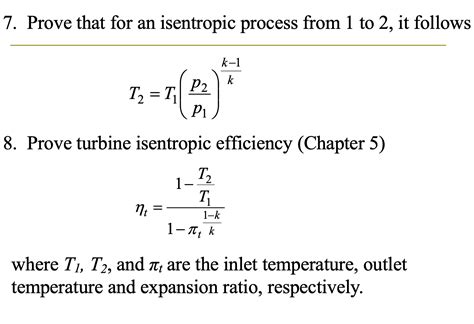 Solved 7. Prove that for an isentropic process from 1 to 2, | Chegg.com