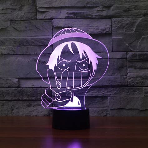 3D Luffy Table Lamp LED Baby Sleep Lighting Colorful Gradient Anime NightLight Bedroom Decor One ...