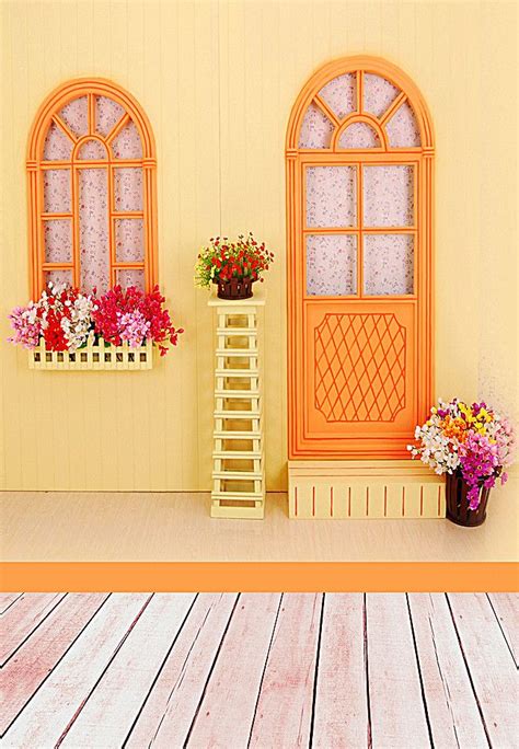 Doll House with Flowers Background