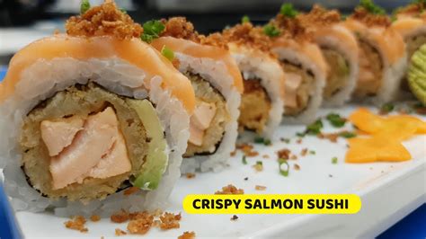 Crispy Salmon Sushi Roll II Deep Fried Salmon Sushi II Tempura Sushi - YouTube