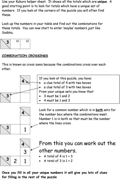 Kakuro Combinations Table Printable - Free Printable Templates