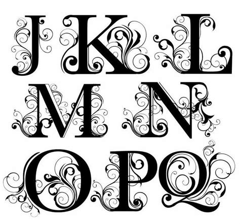 Abecedario letras J. K. L. Me. N. O. P. Q. | Lettering alphabet, Printable initials, Fancy letters