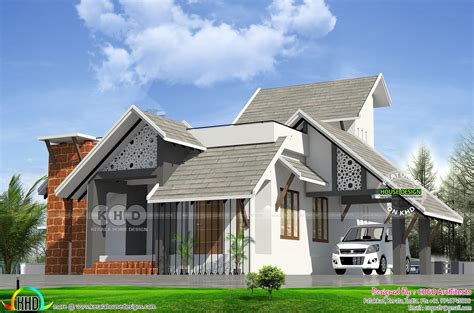 2 bedroom 1100 sq-ft ultra modern sloped roof house - Kerala Home Design and Floor Plans - 9K ...