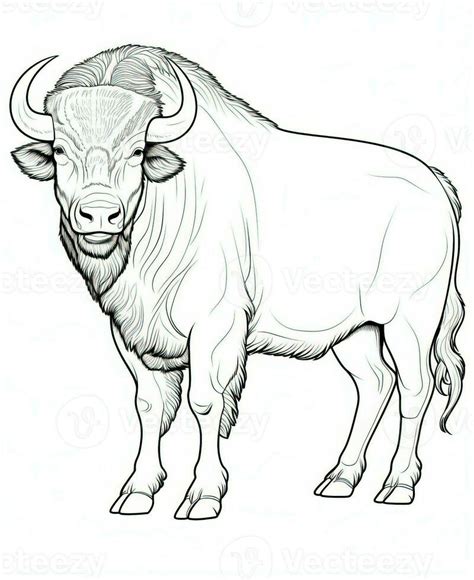 a drawing of a buffalo on a white background. Generative AI 30599612 ...