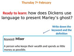 Marley's ghost A Christmas Carol with annotated quotes and worksheet | Teaching Resources