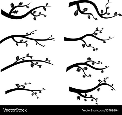 Black tree branch silhouettes Royalty Free Vector Image
