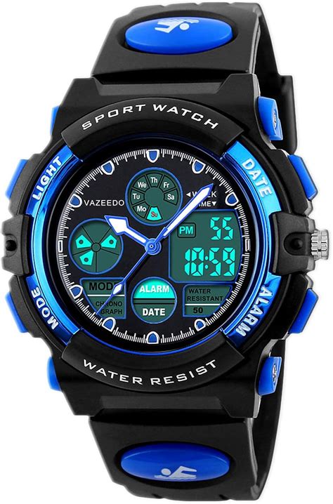 Digital Watches for Kids Boys - 50M Waterproof Outdoor Sports Analogue Watch with Alarm/Timer ...