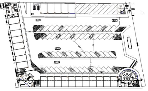 Car parking layout of shopping center dwg file