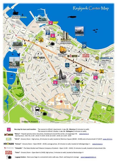 Reykjavik Centre Map - Alfred's Apartments & Studios