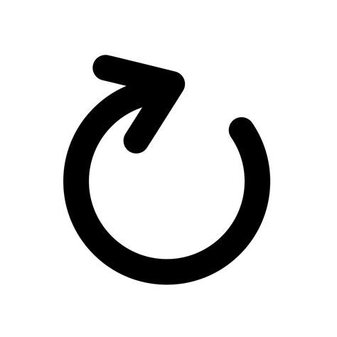 Clockwise arrow icon. Black curved circular arrow indicating circular rotation. Direction ...