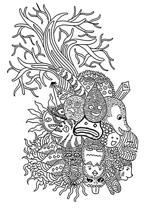 Free Printable Trippy Tree Coloring Page for Adults and Kids - Lystok.com