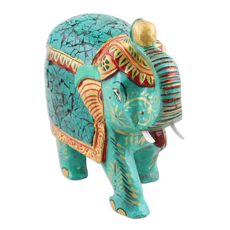 Green Lucky Elephant Figurine Artisan Crafted Sculpture - Eucalyptus ...