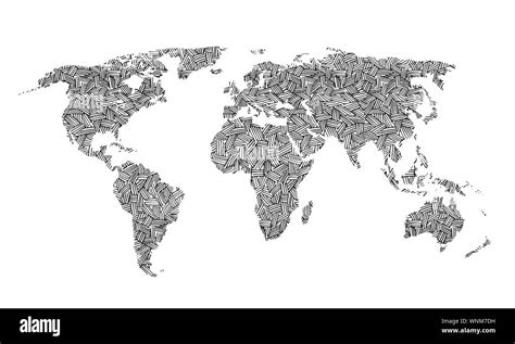 Best doodle world map for your design. Hand drawn freehand editable sketch. Planet Earth simple ...