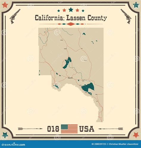 Large and Accurate Map of Lassen County, California, USA Stock ...