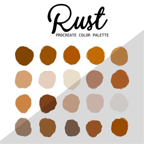 Procreate Color Palette, Rust Color Palette, 20 Color Swatches, Digital ...