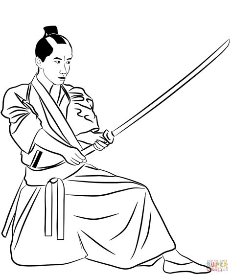 Samurai with Katana coloring page | Free Printable Coloring Pages