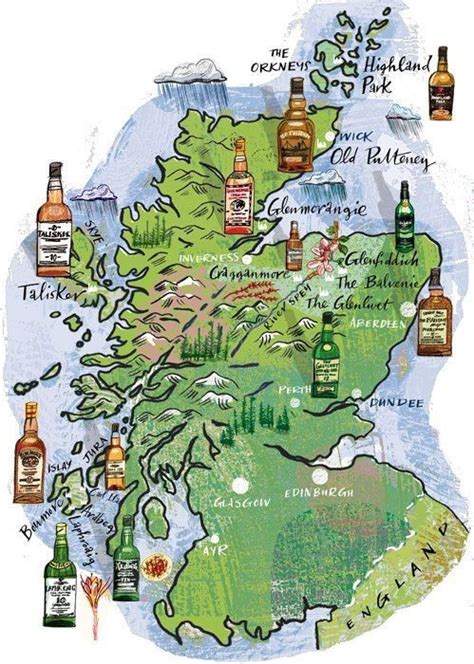 Map of Whisky Regions in Scotland by Hercio Dias | Whisky map, Scotland map, Illustrated map