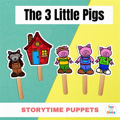 Free Printable Stick Puppets: The Three Little Pigs - Fun with Mama