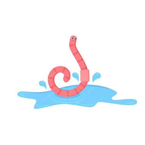 Premium Vector | Rain worm in the puddle character