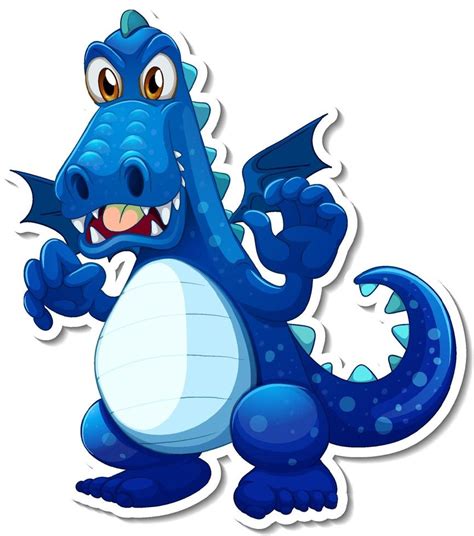 Blue Dragon cartoon character sticker 3338635 Vector Art at Vecteezy