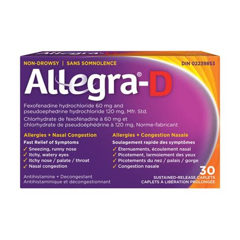 Allegra-D Allergies + Nasal Congestion - 60/120mg/ 30's | London Drugs