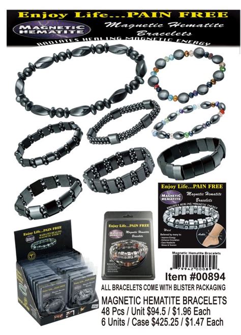 Magnetic Hematite Bracelets - 48 Pieces Unit [894] - $91.70