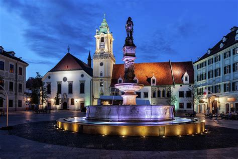 Bratislava Old Town Square By Night Photograph by Artur Bogacki - Pixels