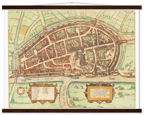 Historischer Stadtplan Neuss um 1592 - Kartenhandlung Rothert Planer, Fourth Wall, City Map ...