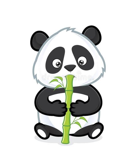 Kawaii Panda Eating Bamboo Drawing - joanamtfjoana