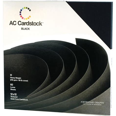 AC Cardstock 12x12 Pack 60/Pkg - Black - American Crafts