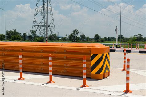 Crash Cushion or Impact Attenuator installed in highway intersections ...