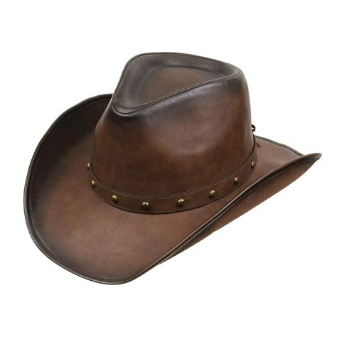 Kenny K - Kenny K Men's Faux Leather Western Hat DL10 Cowboy Style (Distressed Brown,X-Large ...